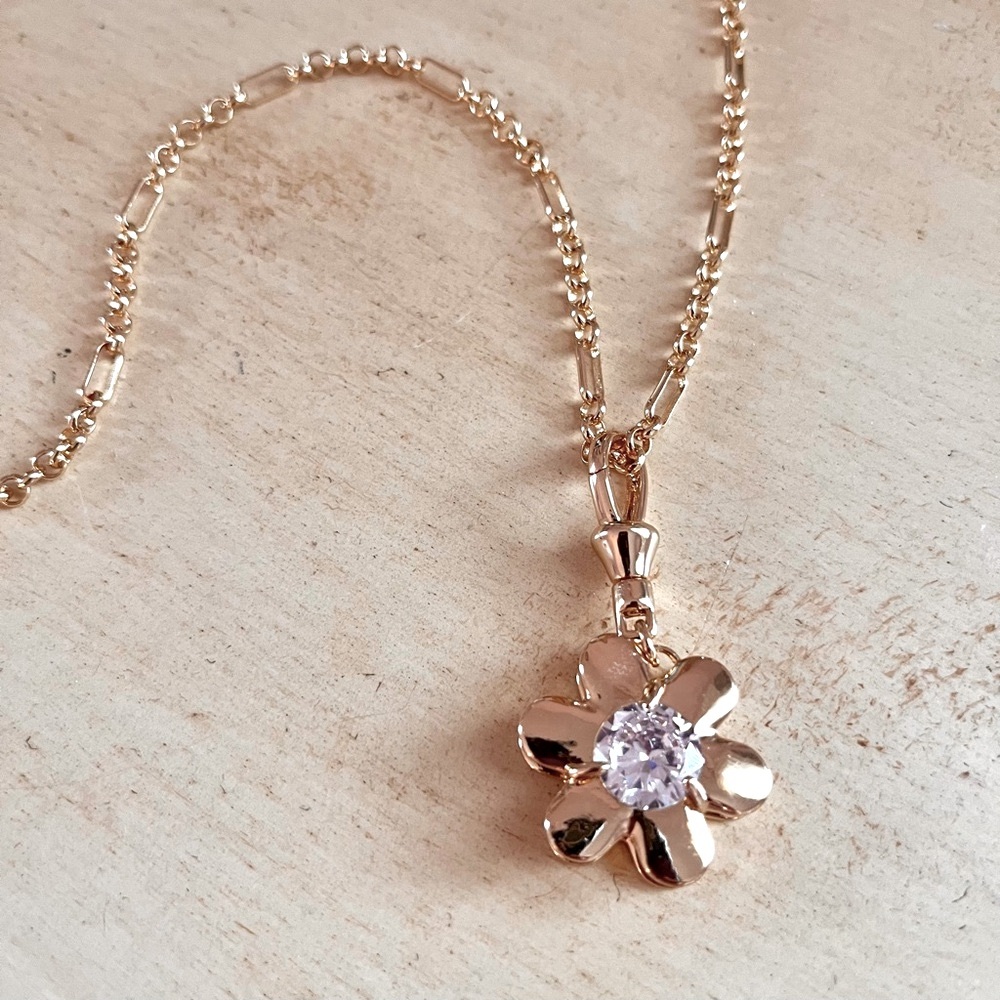 NEW Anthropologie 90s Flower CZ Necklace